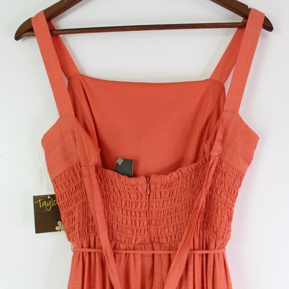 Taylor‎ Square Neck Tiered Midi Dress Orange Size 4 - Picture 8 of 10